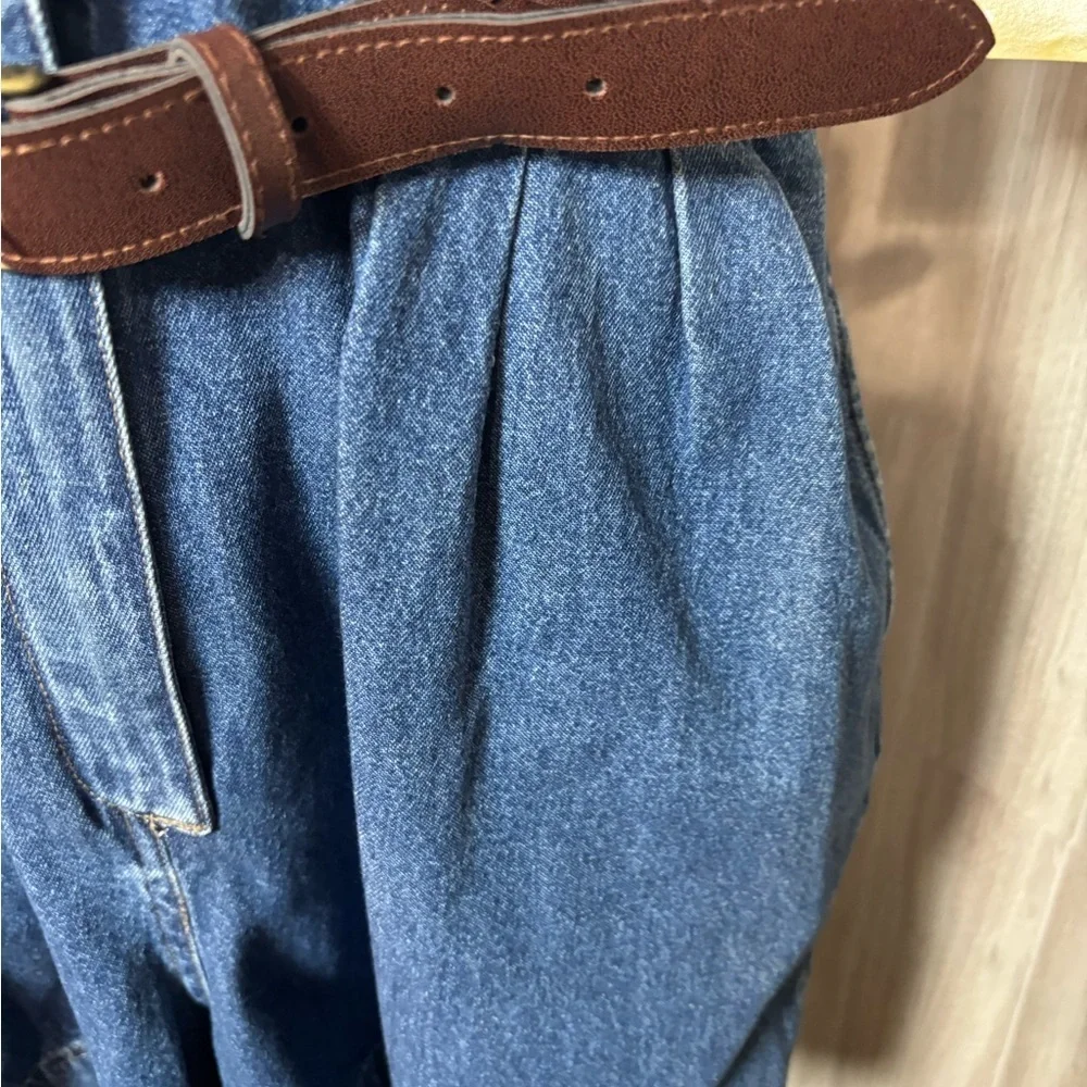 St. John’s Bay Vintage Denim Romper Shorts with Belt NWT